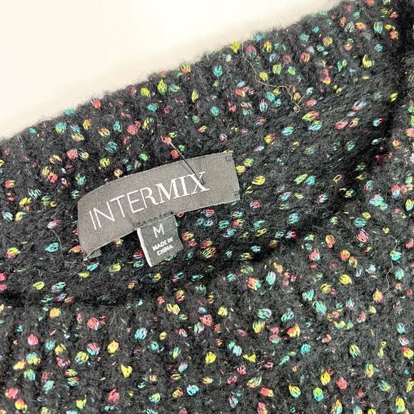 Intermix Wool Blend Sweater Womens Medium Tight Speckled Knit Puff Sleeve - Picture 4 of 9